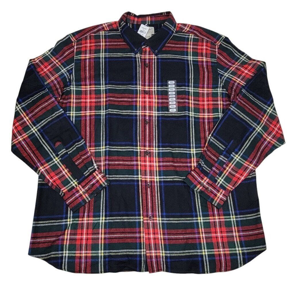 LL Bean Flannel Shirt Mens 2X XXL‎ Scotch Plaid Button Down Cotton Outdoors NEW